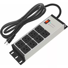 6 Ft. Metal Heavy Duty Power Strip Surge Protector 20 AMP with 8-Outlets, Mounta