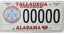 *SAMPLE SALE*  Alabama TALLADEGA COLLEGE Sample License Plate