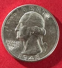 1945 US Choice Uncirculated SILVER Washington Quarter! Old US Coin!