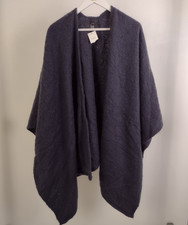 M&S Women's One Size Fluffy Knit Poncho Wrap Scarf Graphite
