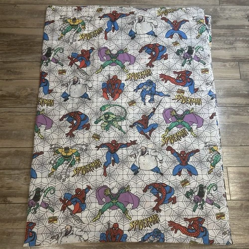 Spider-Man Marvel Comics Flat Sheet Bed Anime Twin Fabric 1995 X-Men Vintage