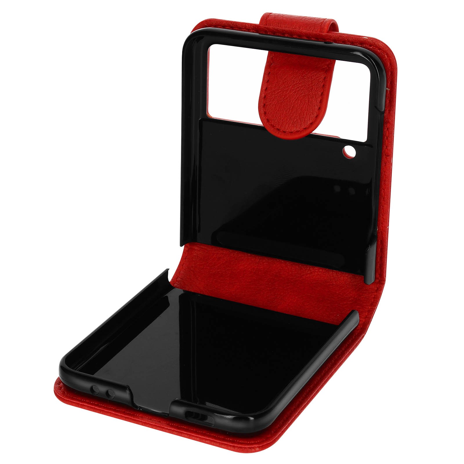 Housse pour Galaxy Z Flip4 rouge, étui magnétique en simili cuir antichoc