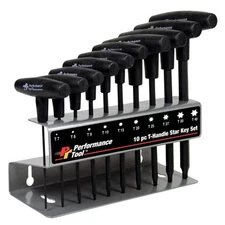 Performance Tool T-Handle Star Key Set 10-Piece Black