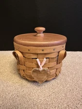 Longaberger 2006 Horizon Of Hope Basket, Protector, Lid & Tie On