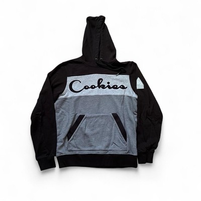 Cookies Two-Tone Logo Hoodie with Pocket Design Black & Grey Skate Surf