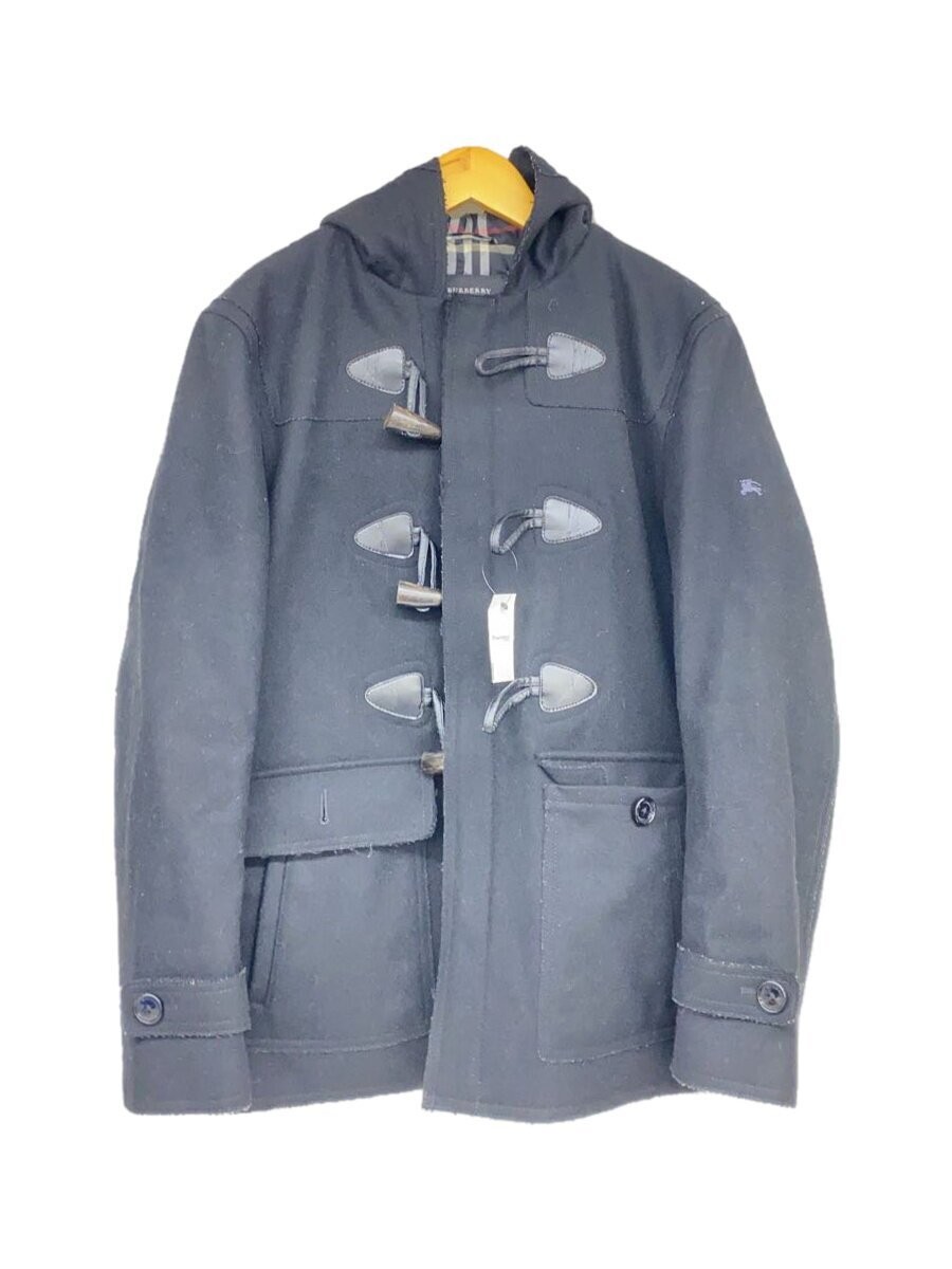 Burberry Black Label Men's Wool Duffle Coat Black Size L Plain #EG ZIA