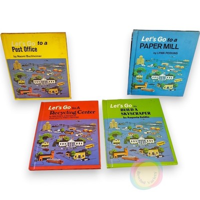 Lot 4 Vintage Lets Go Series Childrens Books Recycling Skyscraper Paper Mill PO