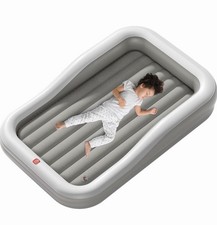 Inflatable Toddler Travel Bed with 3-Sided Safety Bumpers, Extra Large Grey