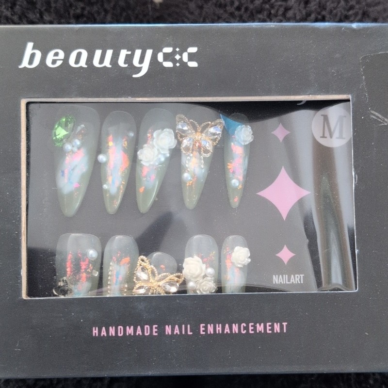 beautyCC Press-On Nails Long Coffin Butterfly READ DESCRIPTION