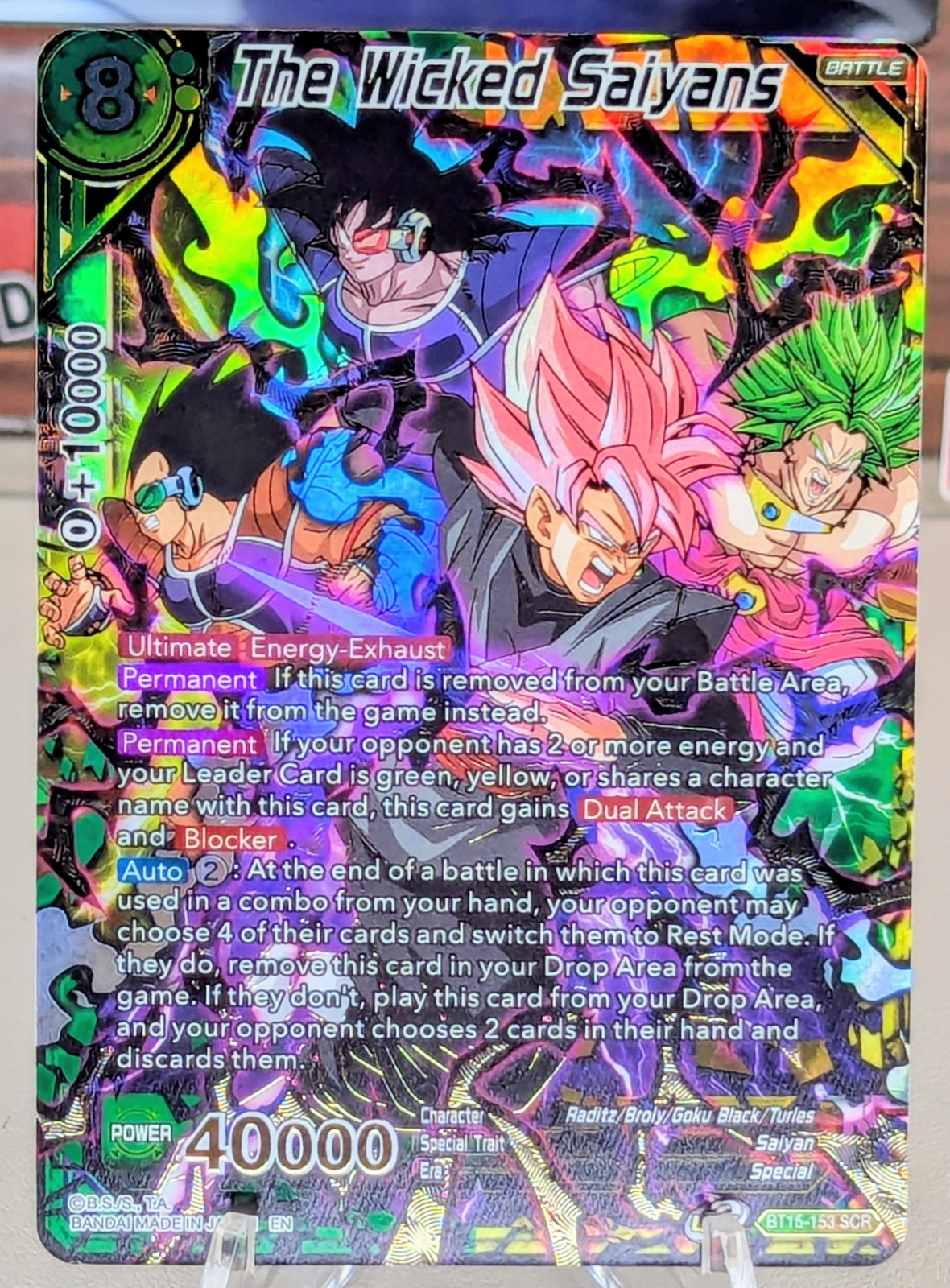 The Wicked Saiyans BT15-153 SCR - Dragon Ball Super Card Game Saiyan Showdown NM