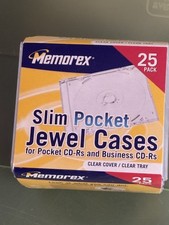 Memorex 25 pack slim Jewel Case Clear Cover/ Clear Frosted Tray New Sealed