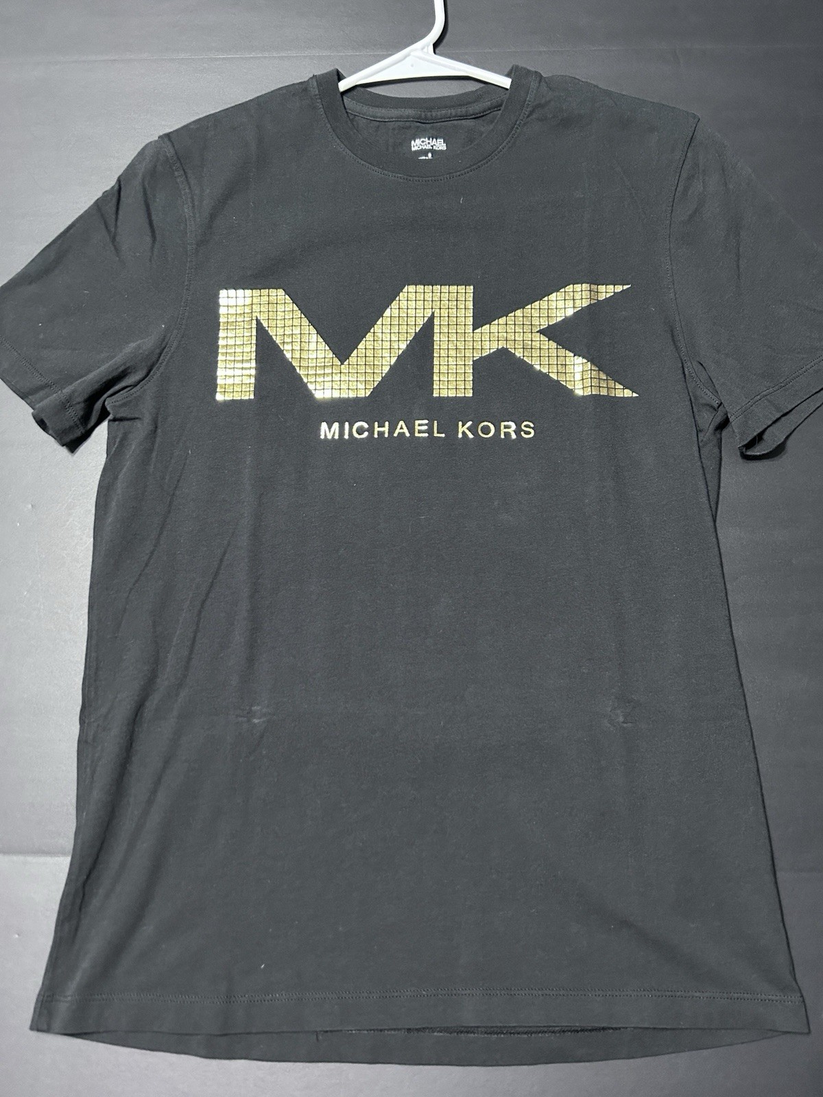 Michael Kors Gold foil logo Cotton t shirt Size S