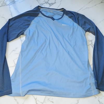 Simms Shirt Womens Size Blue Size Medium Solarflex UPF 50 Crewneck Long Sleeve