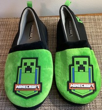 Minecraft Unisex Green/Black Minecraft Slippers Kids/Children Size 4/5