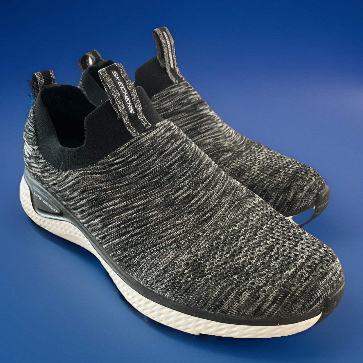 SAOLA Sneaker da corsa Skechers Solar F 52759 da uomo taglia 9 nere bianche elasticizzate