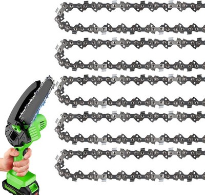 6 Inch Chainsaw Chain Replacement Accessories, 5 Pieces 1/4'' LP Pitch, 0.043'' Ga