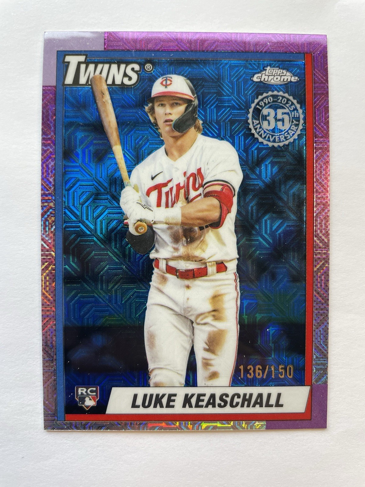 2025 TOPPS UPDATE LUKE KEASCHALL RC 1990 SILVER PACK BLUE MOJO /150 U90C86 Twins