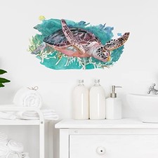 Sea Turtle Wall Decal Nursery Sea Animal Wall Sticker for Bathroom Removable