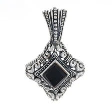 Sterling Silver Onyx Solitiare Omega Slide Pendant - 925
