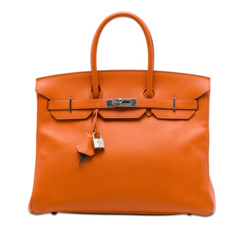 Hermès Epsom Birkin Retourne 35 Pre-Loved Handbag Orange