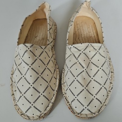 Reminisce Women's Canvas Espadrille Flats Logo Slip-On Beige/Black US 9