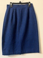 Vintage Blue and Black Houndstooth Pencil Skirt 010-024