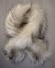 Winter White Black Tips Faux Fox Fur Stole Wrap Scarf Shawl Fluffy NWT Y2K