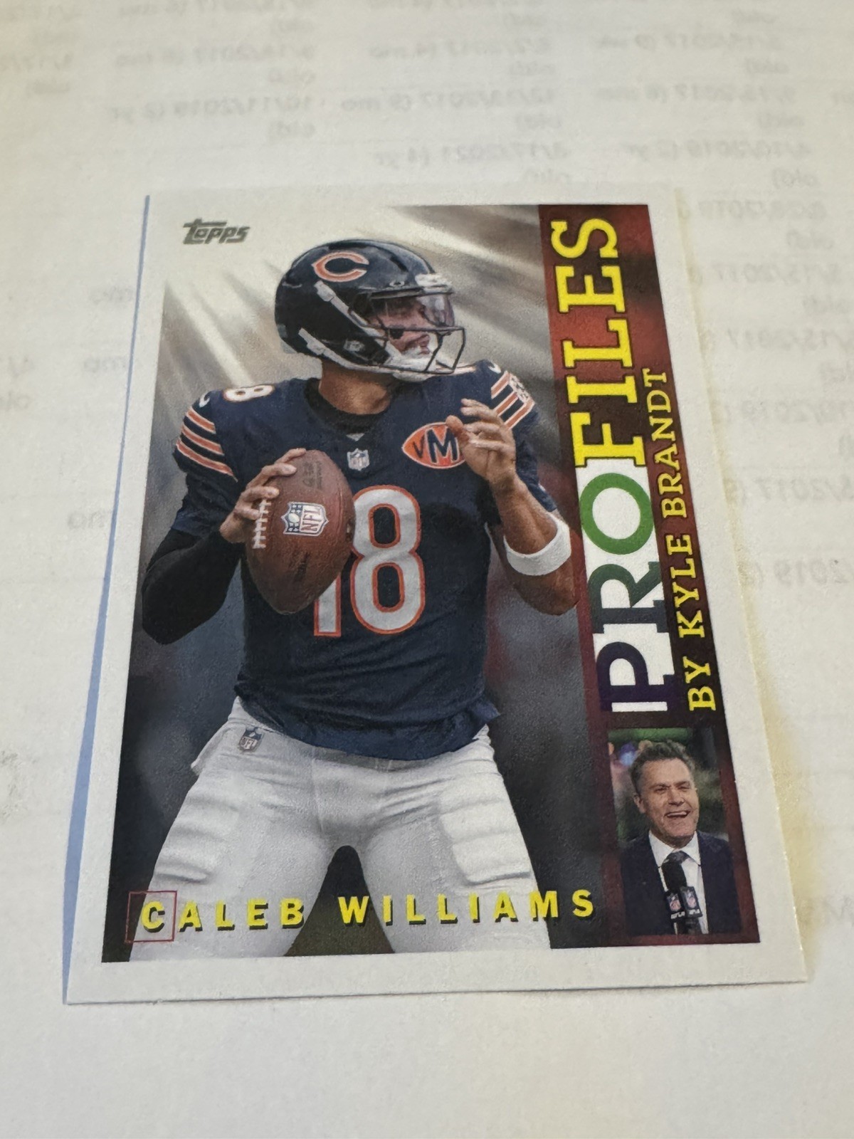 2026 Topps Flagship Caleb Williams Topps Profiles TP-19 Kyle Brandt Bears