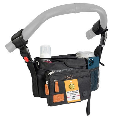 Deluxe Universal Stroller Organizer w/ Insulated Cup Holders, Phone & Zip Pouch