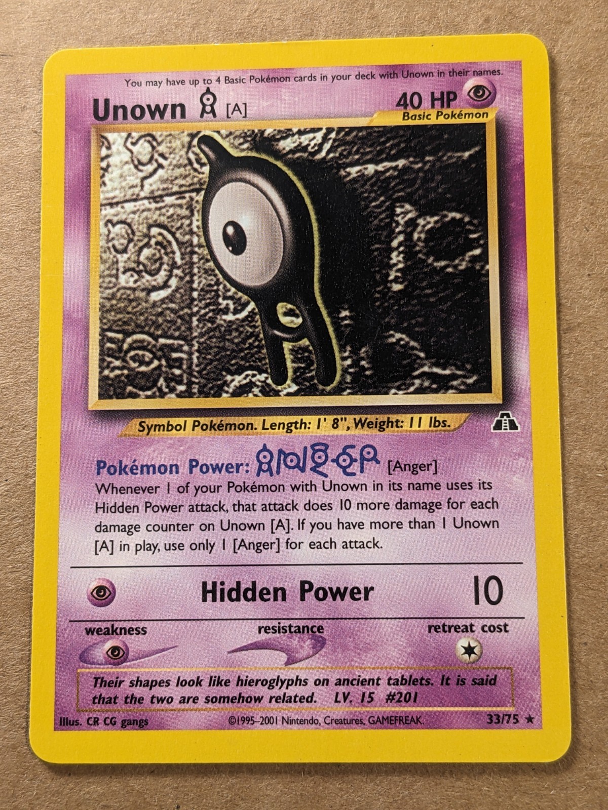 Unown A (33/75, LP) - Unlimited Neo Discovery