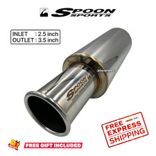 Spoon Sport Hi-power Universal Inlet 2.5 Outlet 3.5 Single Exhaust Muffler Dhl Spoon Sport Hi-power Universal Inlet 2.5 Outlet 3.5 Single Exhaust Muffler Dhl