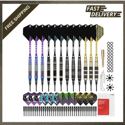Darts Set Plastic Tips Professional Soft Tip for Electronic Dartboard 12pcs with