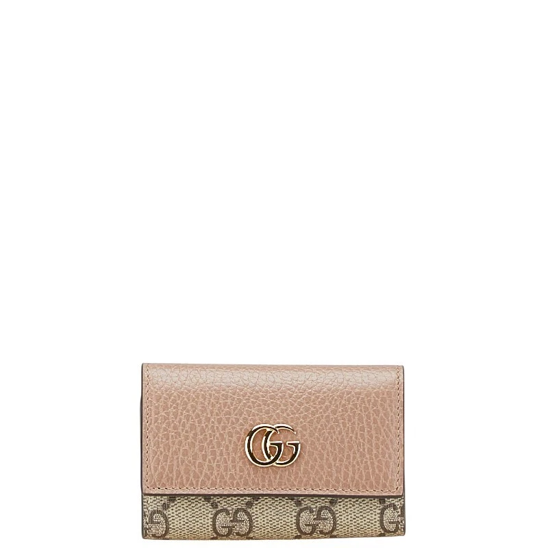 Authentique étui à clés Gucci couleur rose G Supreme Marmont 6 anneaux cuir pour femme