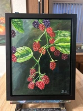 Berries Painting Hand Painted Still Life 11 X 14” Framed, NOT A PRINT, Realism