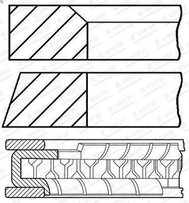Piston Ring Kit GOETZE 08-447200-00 HYUNDAI ATOS (MX) 1.1 2003-201