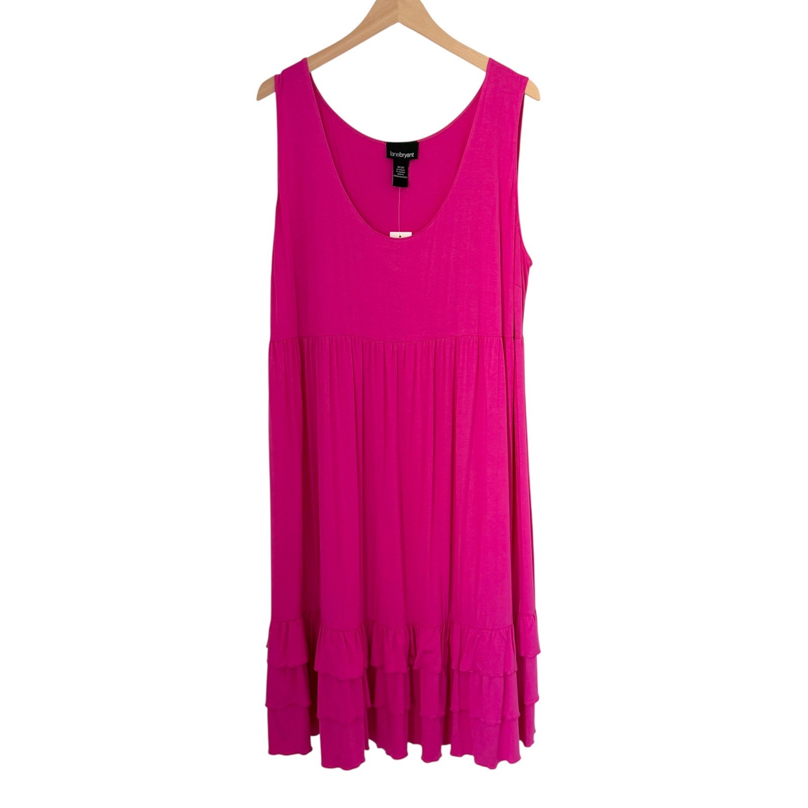NWT Lane Bryant Pink Tiered Ruffle Sleeveless Jersey Midi Dress Plus Size 18/20