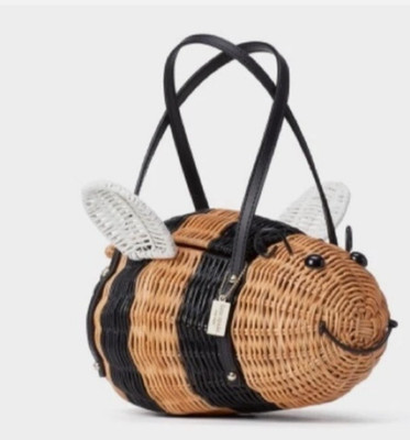 Kate Spade NWT  ''Down the Rabbit Hole'' Wicker Bumble Bee Purse & Dust Bag
