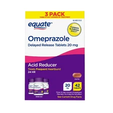 Equate Omeprazole 20mg Acid Reducer Tablets for Heartburn Relief, 42 Ct