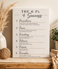 6 P s of Success Inspirational Canvas Wall Art Motivational Office Decor