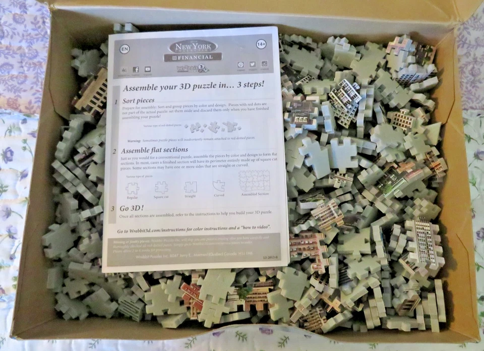 Wrebbit 975 Pc 3D Puzzle New York Financial District Mint Cond Never Assembled - Image 4 of 4