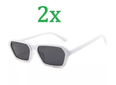 2x Sonnenbrille rechteckig weiß Unisex eckig FV7G