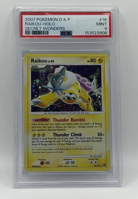 Raikou Holo 16/132 Secret Wonders Pokemon PSA 9 (SWIRL + HOLO BLEED)