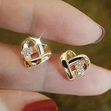 Eternity Love Heart Stud Earrings for Women Cubic Zirconia Copper Alloy Wedding