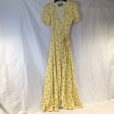 Reformation Addilyn Floral Print Wrap Style Maxi Dress Yellow Size S