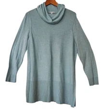 Adrienne Vittadini Women's Aqua Green Sweater TurtleNeck Ribbed Reef Heather XXL