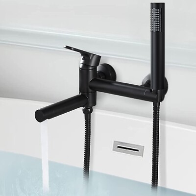Schwarz Badewannenarmatur Duschset Badewanne Wasserhahn Mischbatterie mit Brause