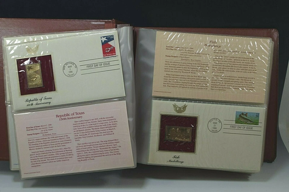 41 GOLDEN REPLICAS STAMPS ISSUES JAN23 1986/APR 20 1987 SET 1 DAY COVER 22K GOLD - Image 4 of 4