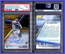 PSA 9 2018 Bowman's Best Autograph Gold Refractor Christian Villanueva /50 POP1