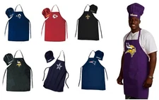 NFL Apron & Chef Hat 2pc Set - All Teams Tailgate BBQ - Free Shipping
