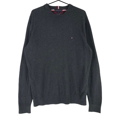 Tommy Hilfiger Rundhals Grau Pullover 8% Kaschmir Herren Größe L